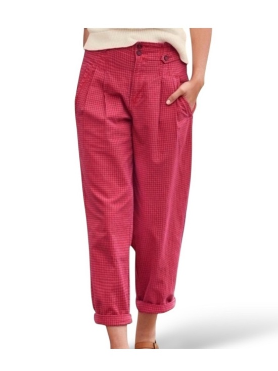 Sundance Pants - Sundance Life of Dreams Trouser Size 8 Red Gingham Check Cropped Ankle Pants